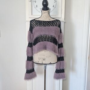 Barbie Chill Cropped Fuzzy Sweater